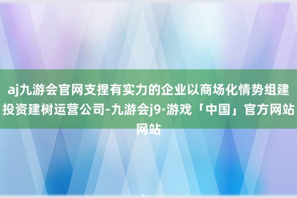 aj九游会官网支捏有实力的企业以商场化情势组建投资建树运营公司-九游会j9·游戏「中国」官方网站