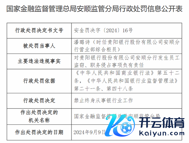 贵阳银行安顺分行一柜员因盗窃、职务侵占被毕生禁业